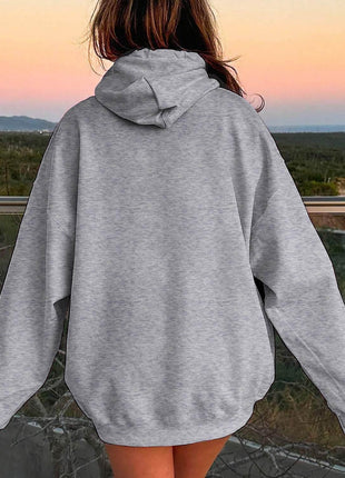 Drawstring Dropped Shoulder Hoodie - MimiStylez