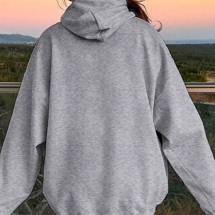Drawstring Dropped Shoulder Hoodie - MimiStylez