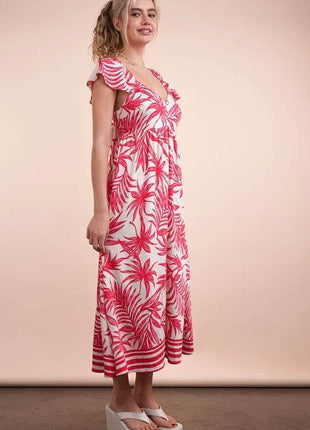 VERY J Tropical Printed Midi Summer Boho Dress - MimiStylez