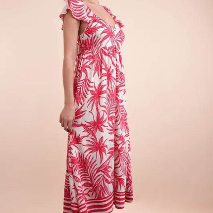 VERY J Tropical Printed Midi Summer Boho Dress - MimiStylez