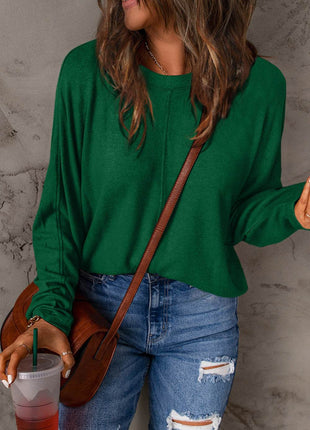 Double Take Full Size Round Neck Long Sleeve T-Shirt - MimiStylez