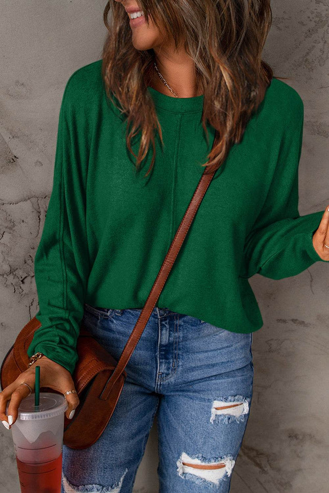 Double Take Full Size Round Neck Long Sleeve T-Shirt - MimiStylez