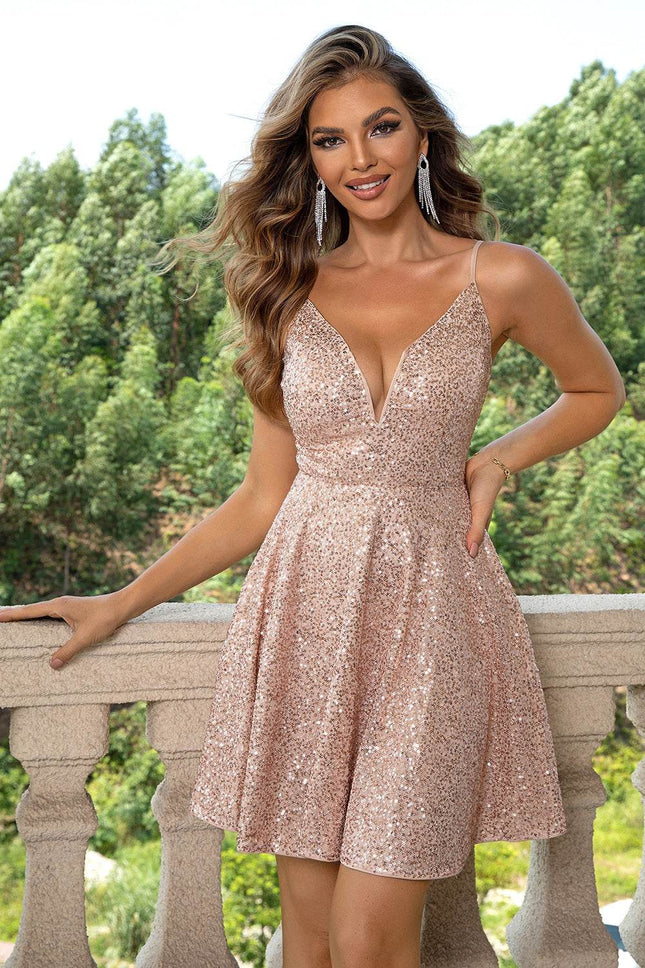 Sequin Spaghetti Strap Dress - MimiStylez