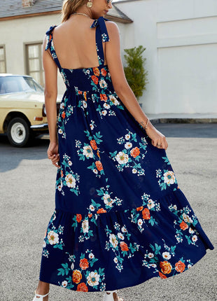 Floral Tie-Shoulder Sleeveless Dress - MimiStylez
