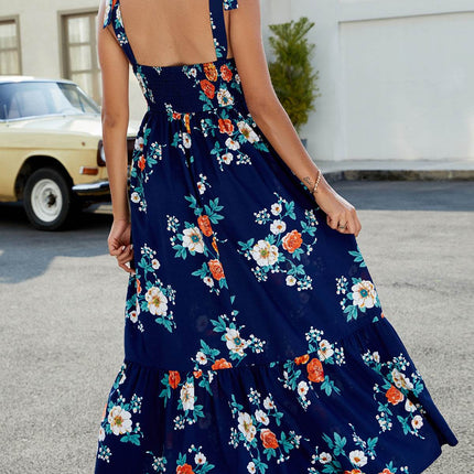 Floral Tie-Shoulder Sleeveless Dress - MimiStylez