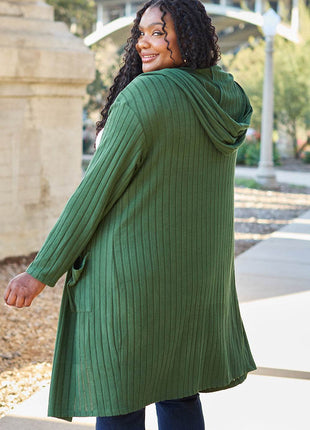 Basic Bae Full Size Hooded Sweater Cardigan - MimiStylez