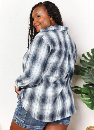 Plaid Dropped Shoulder Shirt - MimiStylez