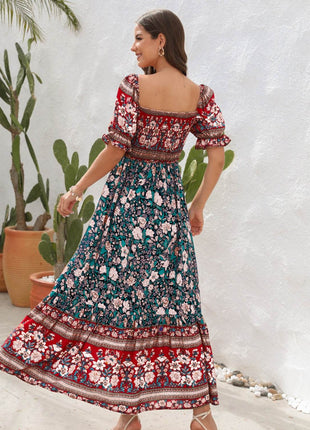 Floral Flounce Sleeve Midi Dress - MimiStylez