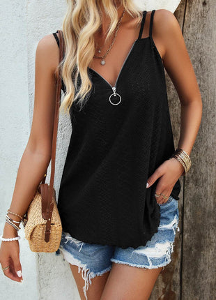 Eyelet V-Neck Double Strap Cami - MimiStylez