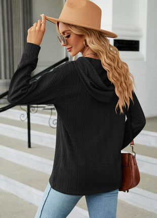 Cable-Knit Long Sleeve Hoodie - MimiStylez