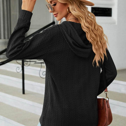 Cable-Knit Long Sleeve Hoodie - MimiStylez