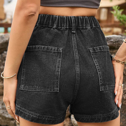 High Waist Denim Shorts with Pockets - MimiStylez