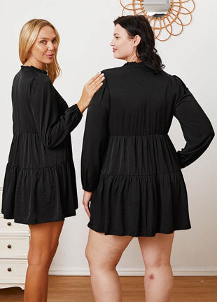 Ruffled Button Up Long Sleeve Tiered Shirt - MimiStylez