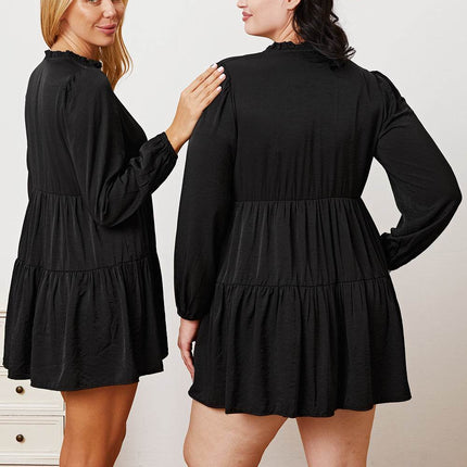 Ruffled Button Up Long Sleeve Tiered Shirt - MimiStylez