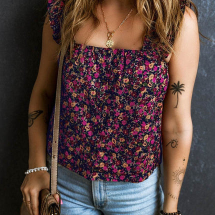 Printed Square Neck Tank - MimiStylez