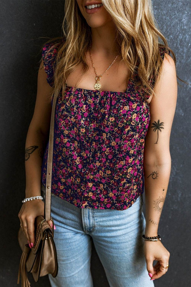 Printed Square Neck Tank - MimiStylez