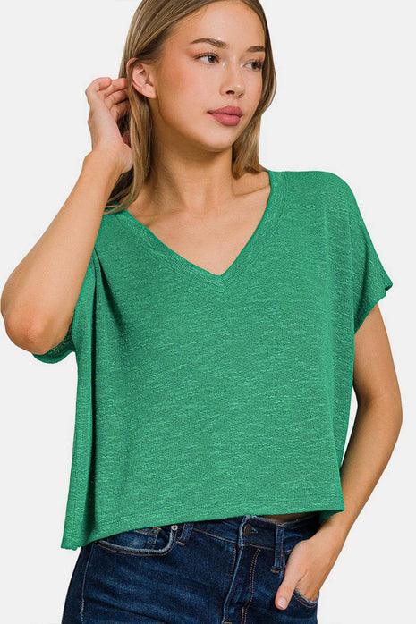 Zenana V-Neck Short Sleeve T-Shirt - MimiStylez