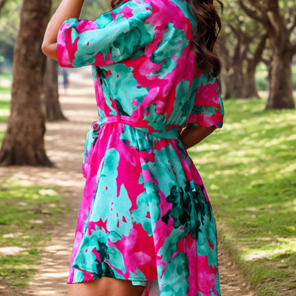Printed Surplice Half Sleeve Romper - MimiStylez