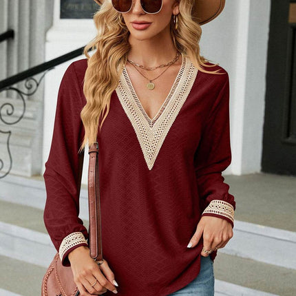 V-Neck Long Sleeve Blouse - MimiStylez
