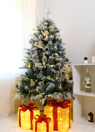 6FT- White Flocked Pre lit Lush Christmas Tree