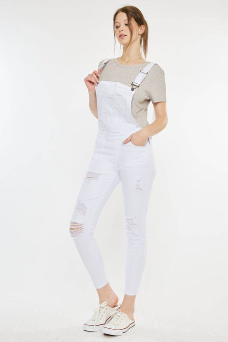 Kancan Distressed Skinny Denim Overalls - MimiStylez