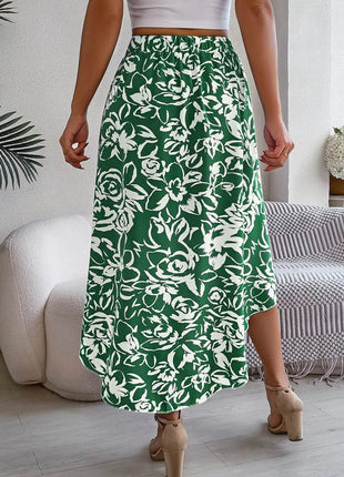 High-Low Printed High Waist Skirt - MimiStylez