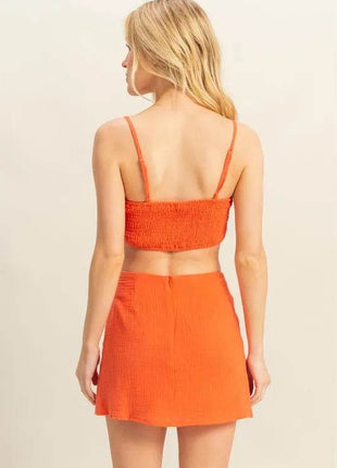 HYFVE Ruched Bra Top and Mini Skirt Set - MimiStylez