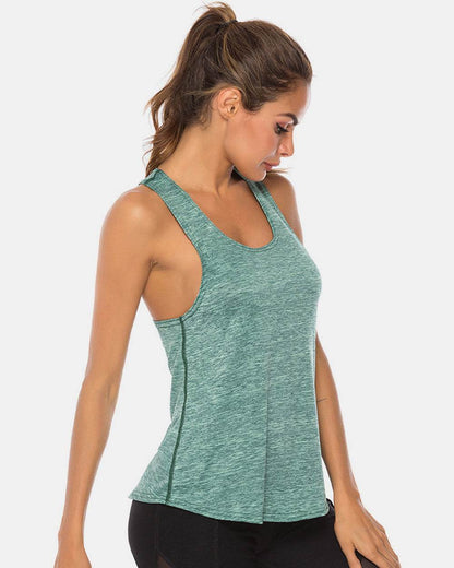 Full Size Scoop Neck Wide Strap Active Tank - MimiStylez