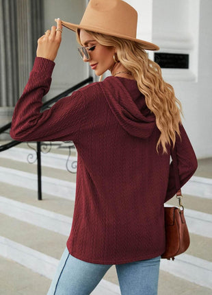 Cable-Knit Long Sleeve Hoodie - MimiStylez