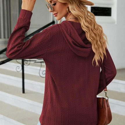 Cable-Knit Long Sleeve Hoodie - MimiStylez