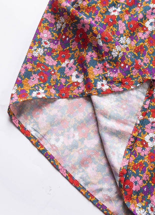 Printed Mock Neck Short Sleeve Blouse - MimiStylez