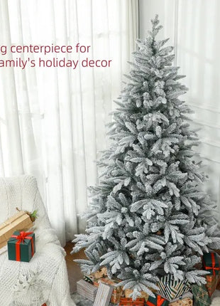 7FT Flocked Christmas Tree With 1401 Tips, Foldable Metal Stand, Easy Assembly, Hinged Tree