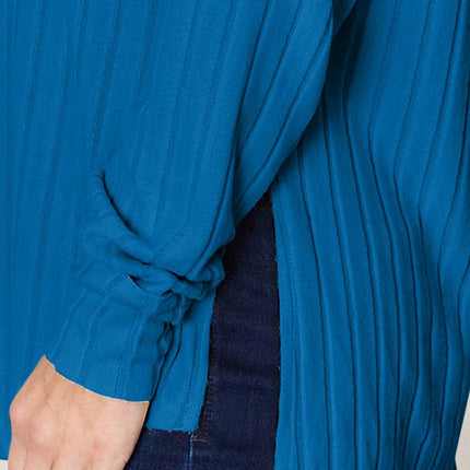 Basic Bae Full Size Ribbed Round Neck Slit T-Shirt - MimiStylez