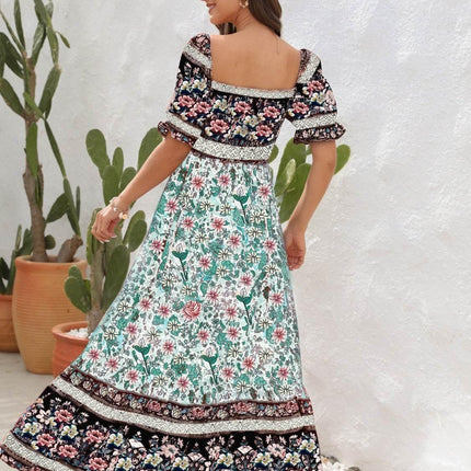 Floral Flounce Sleeve Midi Dress - MimiStylez