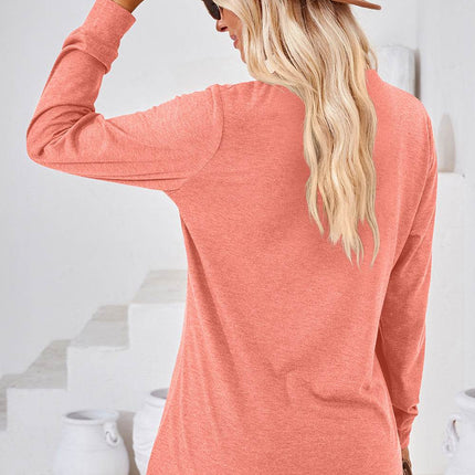 Notched Long Sleeve T-Shirt - MimiStylez