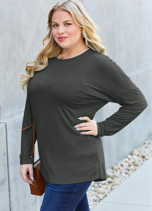 Basic Bae Full Size Round Neck Dropped Shoulder T-Shirt - MimiStylez