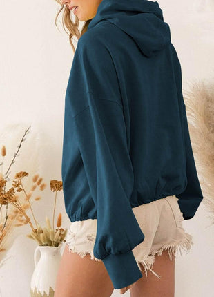 Zip-Up Dropped Shoulder Hoodie - MimiStylez