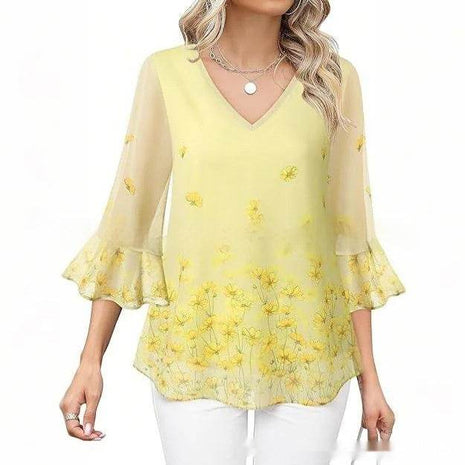 Women's Casual Top Pleated Sleeve - MimiStylez