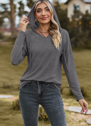 Drawstring Dropped Shoulder Hooded T-Shirt - MimiStylez