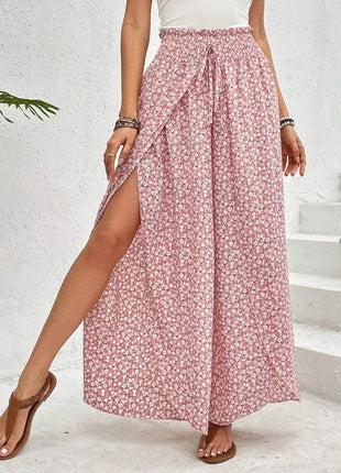 Tied Printed Wide Leg Pants - MimiStylez