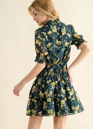 And The Why Floral Print Smocked Waist Mini Dress - MimiStylez