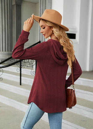 Long Sleeve Hooded Blouse - MimiStylez