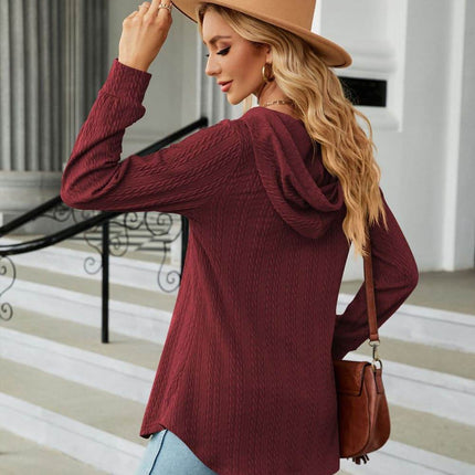Long Sleeve Hooded Blouse - MimiStylez