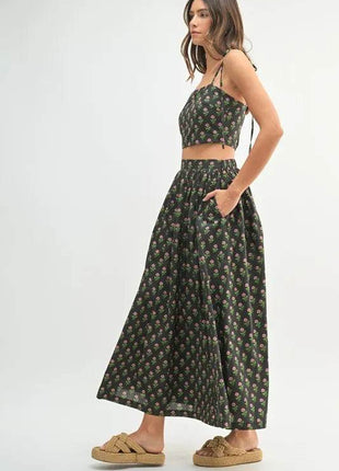 MABLE Floral Crop Top and Skirt Set - MimiStylez