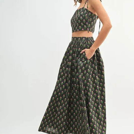 MABLE Floral Crop Top and Skirt Set - MimiStylez