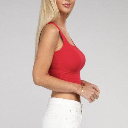 Cotton Square Neck Cropped Cami Top - MimiStylez