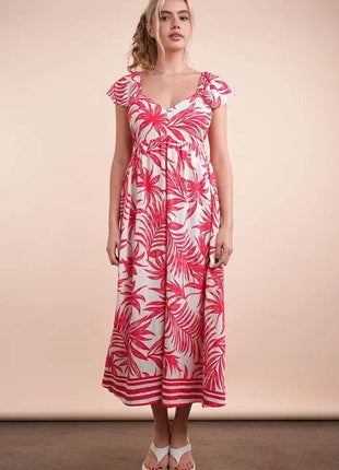 VERY J Tropical Printed Midi Summer Boho Dress - MimiStylez