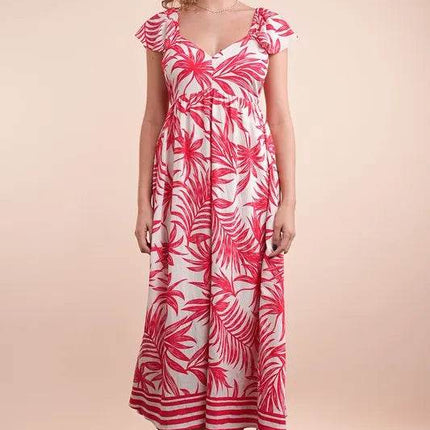 VERY J Tropical Printed Midi Summer Boho Dress - MimiStylez