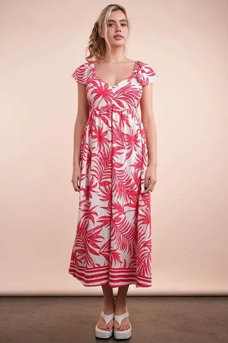 VERY J Tropical Printed Midi Summer Boho Dress - MimiStylez