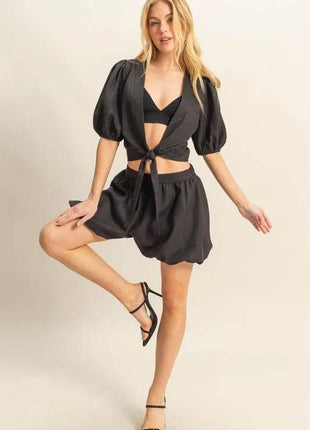 HYFVE Front Tie Top and Bubble Hem Shorts - MimiStylez